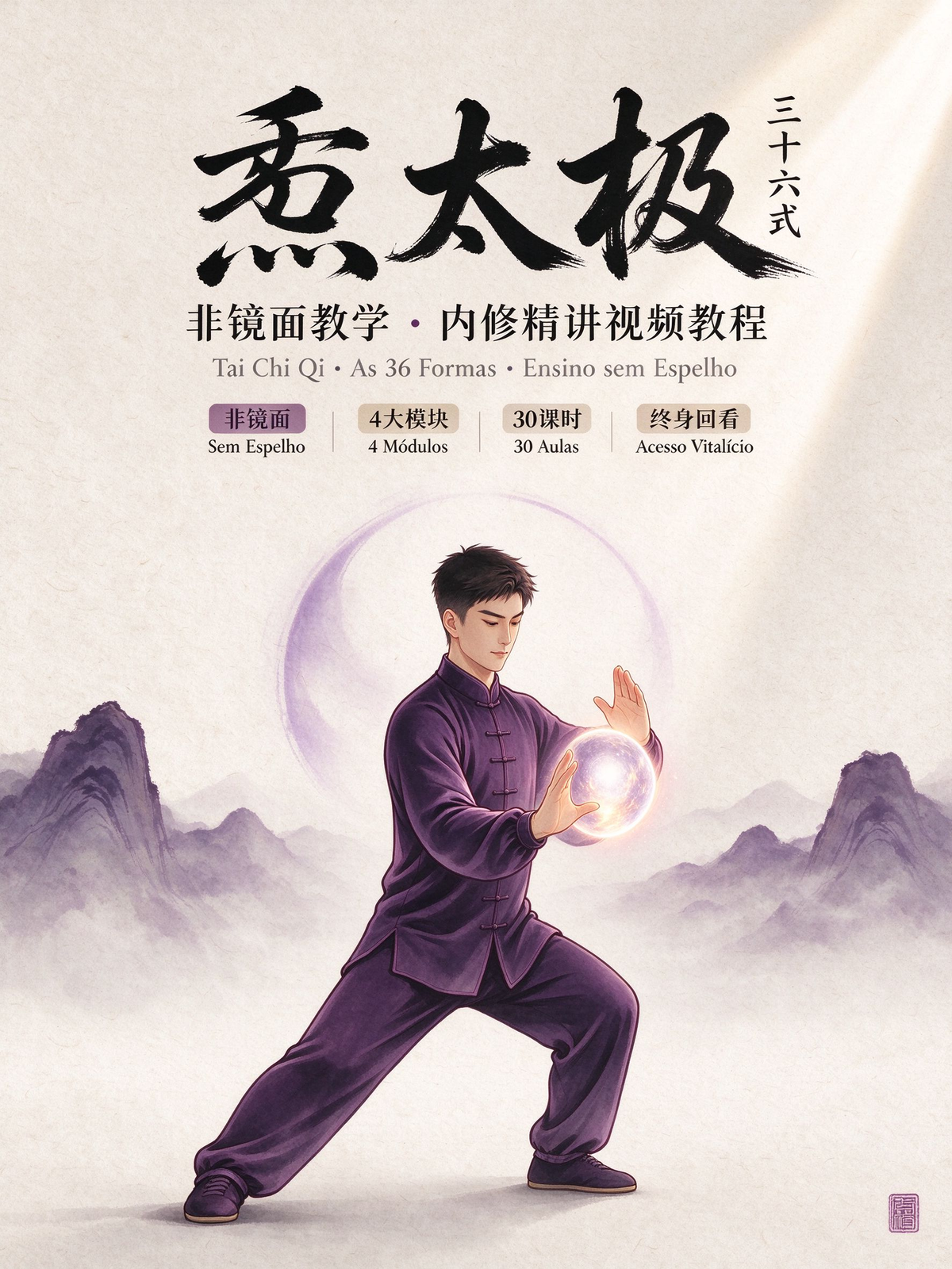 Tai Chi Qi · As 36 Formas · Curso Online com 30 Vídeos (Ensino sem Espelho — Frente a Frente, Siga e Acerte de Primeira)