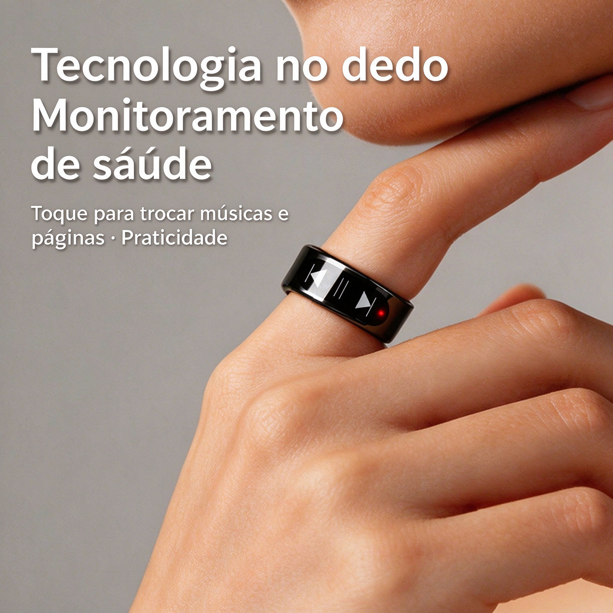 Anel Inteligente SY09 com Controle Touch | Gestos para Vídeos e Música, Monitor de Saúde 24h, IP68, Bluetooth 5.2