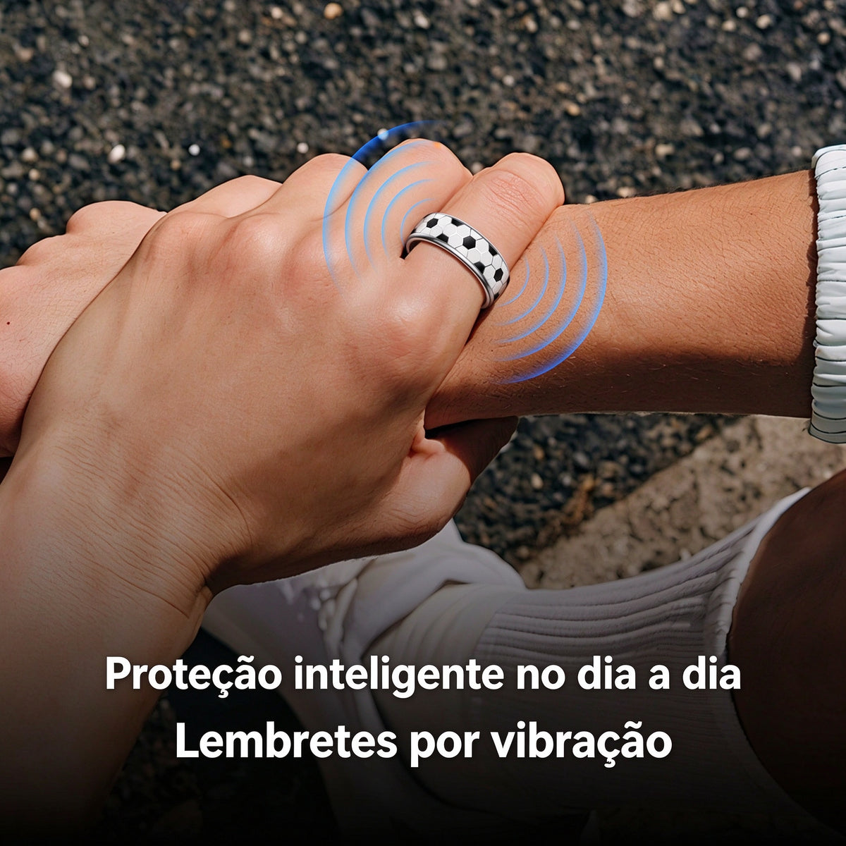 Anel Inteligente SY15 com Padrão de Futebol | Monitor de Saúde 24h, IP68, 100+ Modos Esportivos, Bateria de Longa Duração