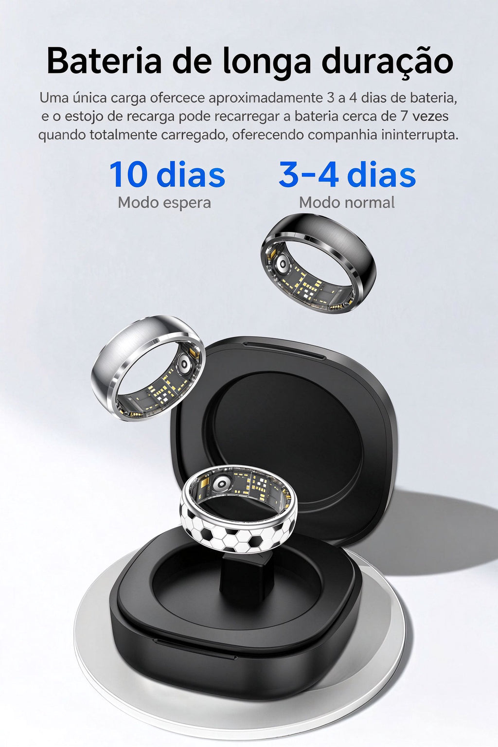 Anel Inteligente SY15 com Padrão de Futebol | Monitor de Saúde 24h, IP68, 100+ Modos Esportivos, Bateria de Longa Duração