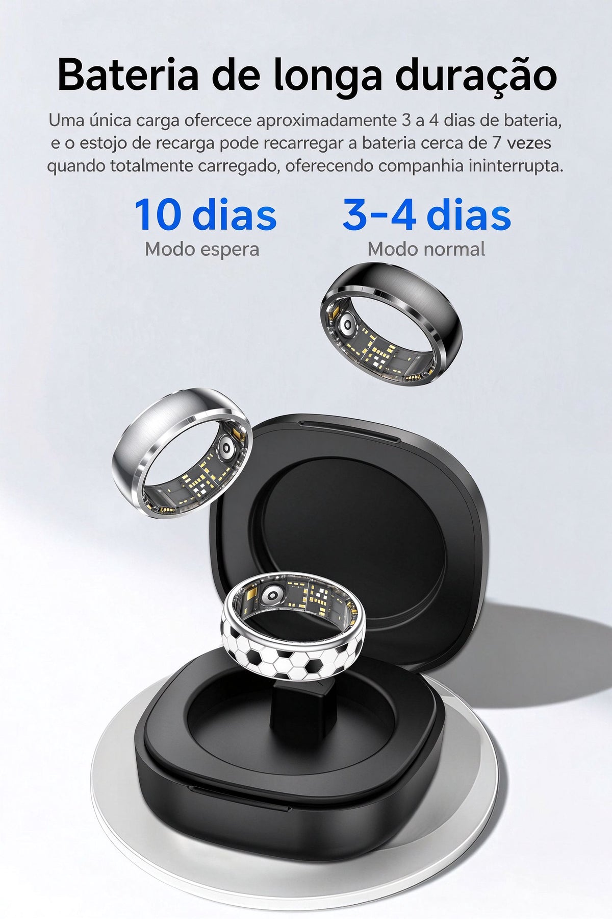 Anel Inteligente SY15 com Padrão de Futebol | Monitor de Saúde 24h, IP68, 100+ Modos Esportivos, Bateria de Longa Duração
